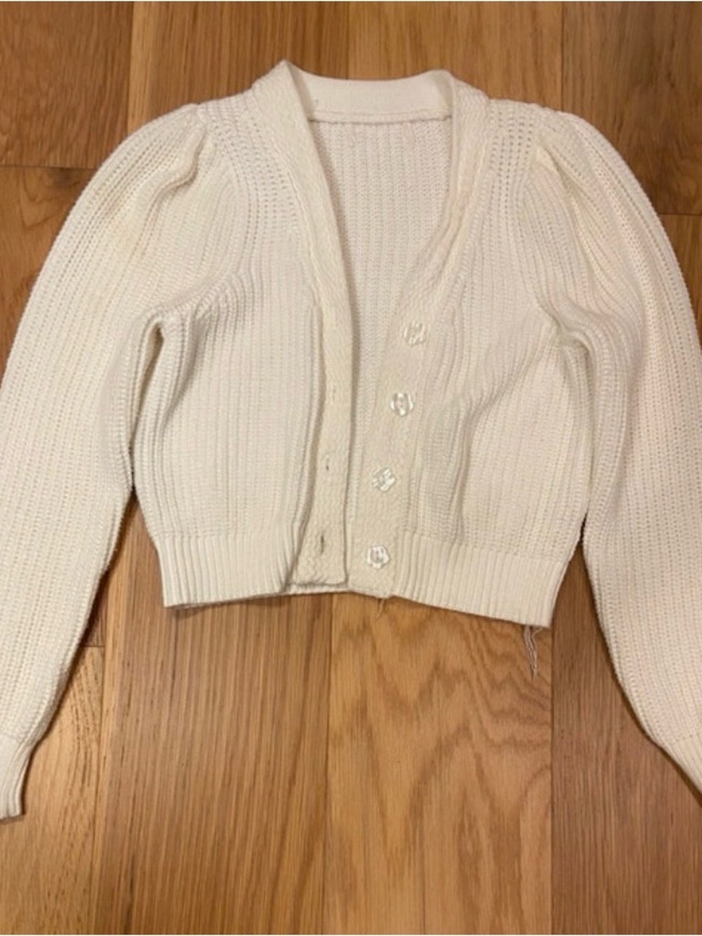 Women's Cream Knit Button-Up Cardigan Sweater
